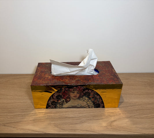 Boîte à Mouchoirs Décorative Art Nouveau — Décopatch Floral, Coffret en Bois