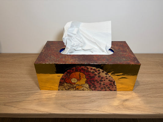 Boîte à Mouchoirs Décorative Art Nouveau — Décopatch Floral, Coffret en Bois