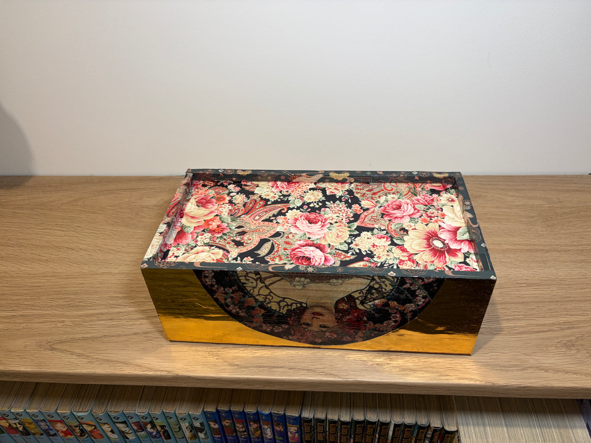 Boîte à Mouchoirs Décorative Art Nouveau — Décopatch Floral, Coffret en Bois