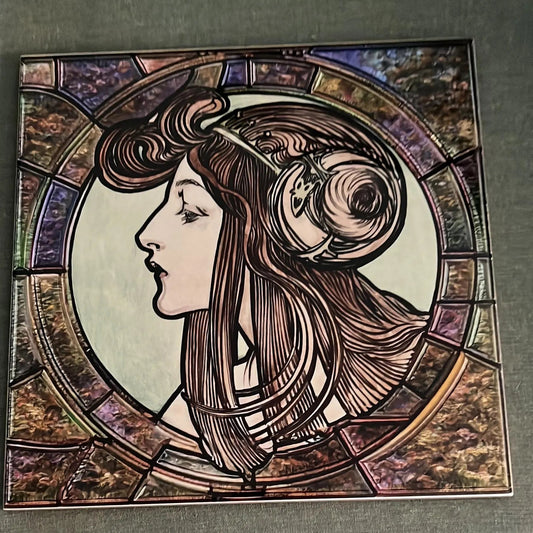 Carreau Céramique Vitrail 20x20 — Style Art Nouveau Mucha, Décoration Murale